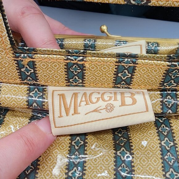 MAGGI B Framed Makeup Bag 6"x3.5" Paisley Print Yellow Vintage Style GANZ - Picture 8 of 10